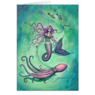 Mermaid with Octopus Fantasy Art Illustration
