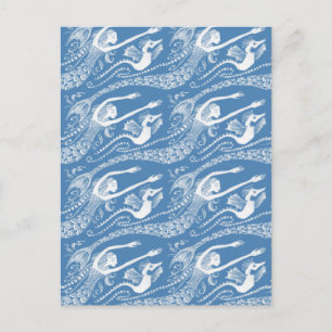 Mermaid with Pearls and Seahorse Postcard