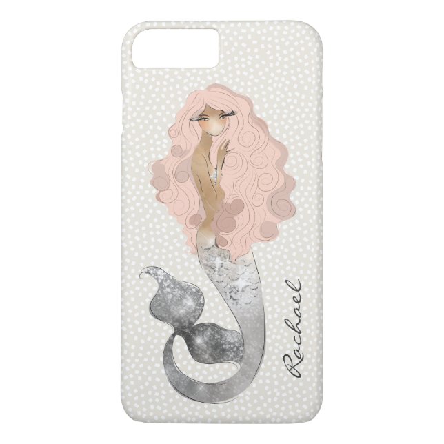 Mermaid With Pink Hair and Your Monogram Case-Mate iPhone Case (Back)