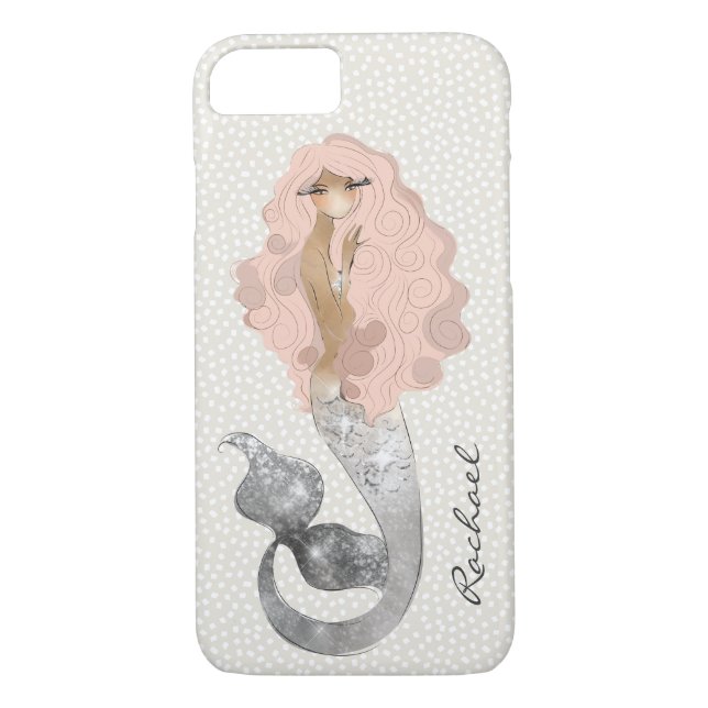 Mermaid With Pink Hair and Your Monogram Case-Mate iPhone Case (Back)