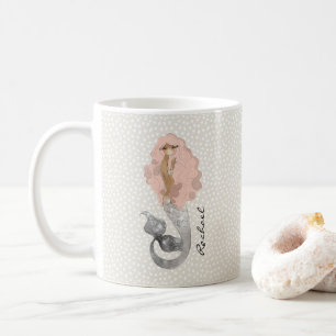 Mermaid with Pink Hair and Your Name Coffee Mug