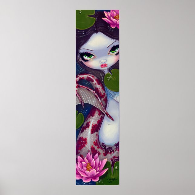 Mermaid with Pink Lotus gothic big eye Art Print (Front)