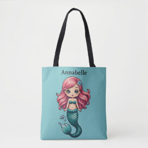 Mermaid with Red Hair Personalise Tote Bag