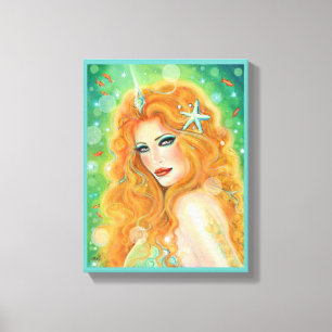 Mermaid with tropical fish art by Renee Lavoie   Canvas Print