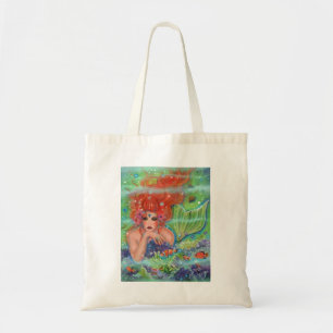 Mermaid with tropical fish art by Renee Lavoie Tote Bag