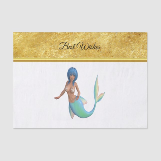 Mermaid with turquoise hair and tail tissue paper (Front)