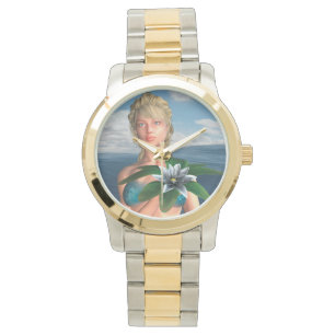 Mermaid with Water Lily Flower Watch