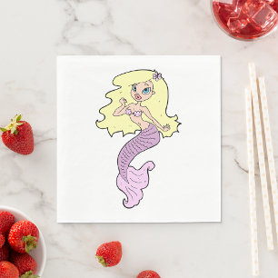 Mermaid With Yellow Hair Napkin