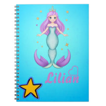 Mermaid with your name Spiral Photo Notebook
