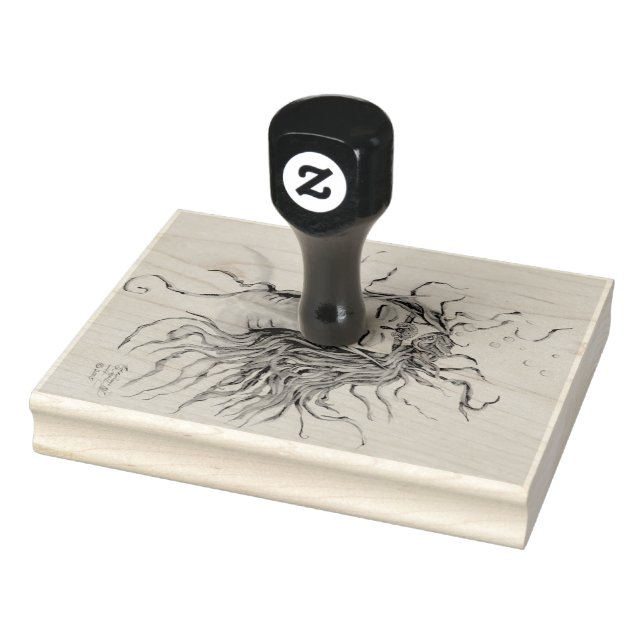 Mermaid Woman Girl Head Face Portrait Lady Rubber Stamp (Stamp)