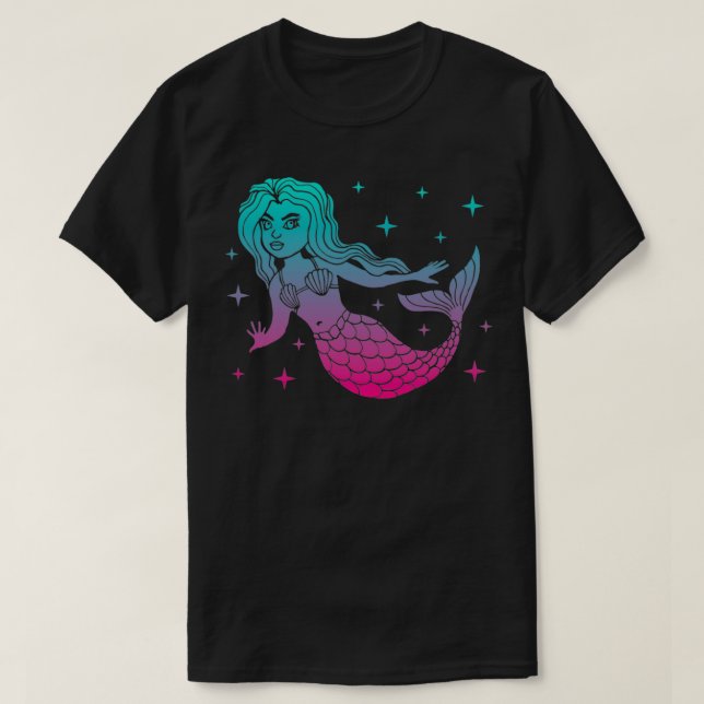 Mermaid Women Girls Gift Mermaid With Stars 28 T-Shirt (Design Front)