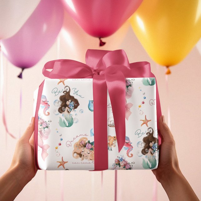 Mermaid Wrapping Paper Sheets (Celebrate a special birthday with these empowering mermaid wrapping paper sheets! )