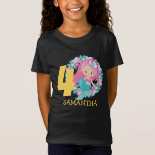 Mermaid yellow 4th birthday  T-Shirt