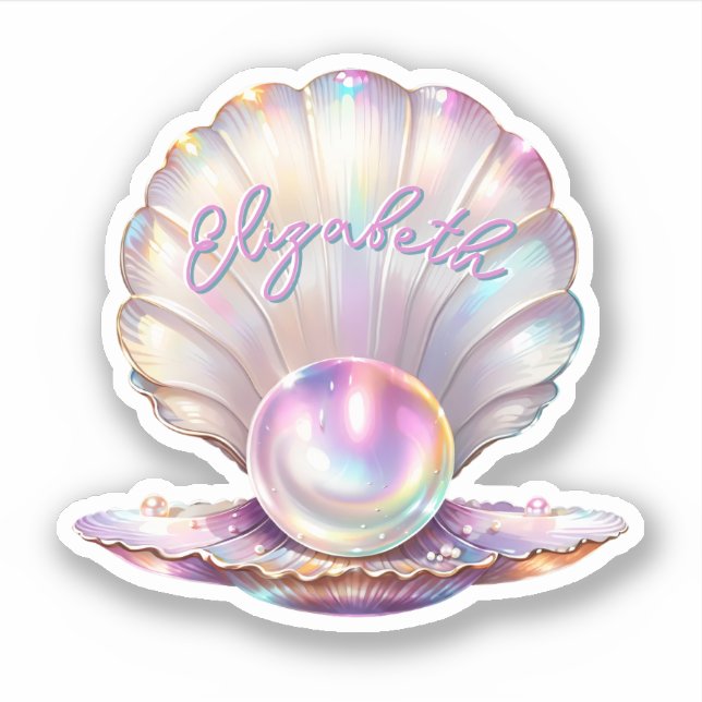 Mermaidcore Pastel Iridescent Pearl Clamshell (Front)