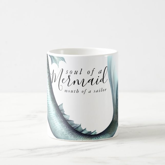 #MermaidLife Sailor Mouth Mermaid Soul | Aqua Teal Coffee Mug (Center)