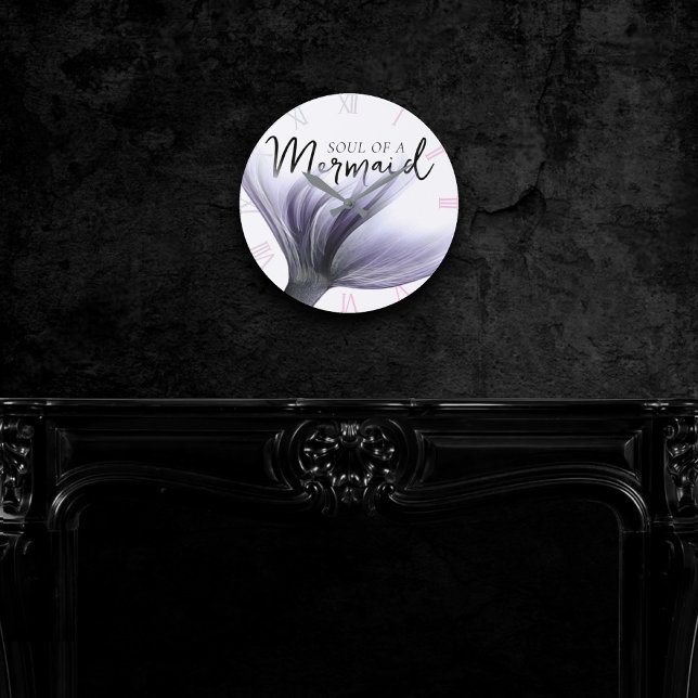 #MermaidLife Soul of a Mermaid | Quote Purple Round Clock (Creator Uploaded)