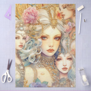 Mermaids Abstract Art Collage Decoupage Tissue Paper