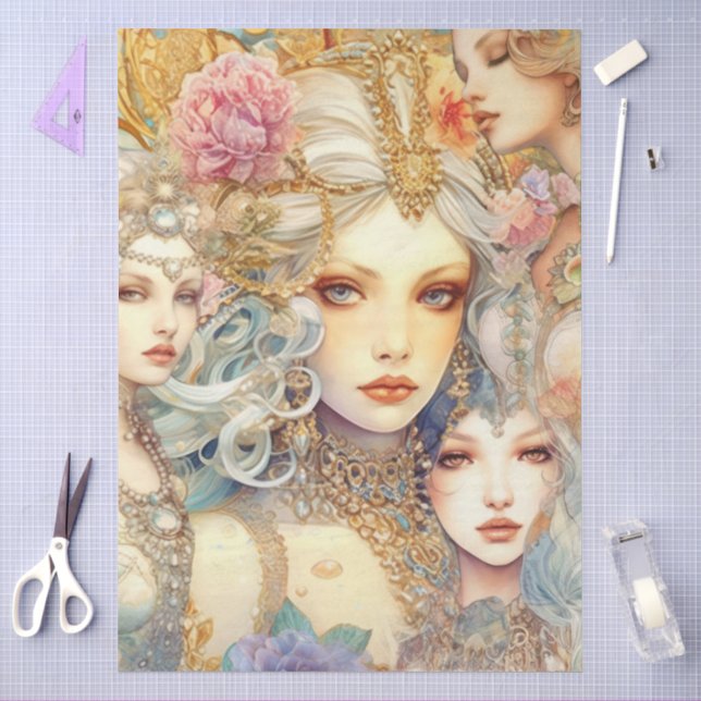 Mermaids Abstract Art Collage Decoupage Tissue Paper (Craft)