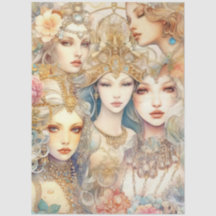 Mermaids Abstract Art Collage Decoupage