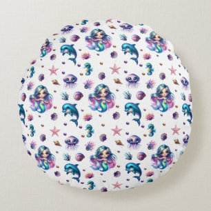Mermaid's Adventure! Round Cushion