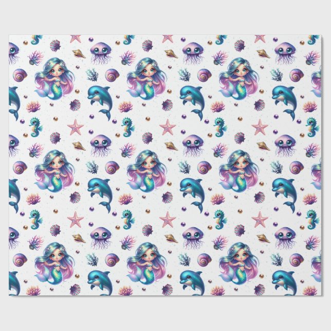 Mermaid's Adventure! Wrapping Paper (Flat)