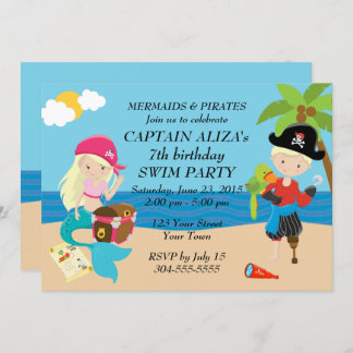 Mermaids and Pirates Birthday Party Invitation