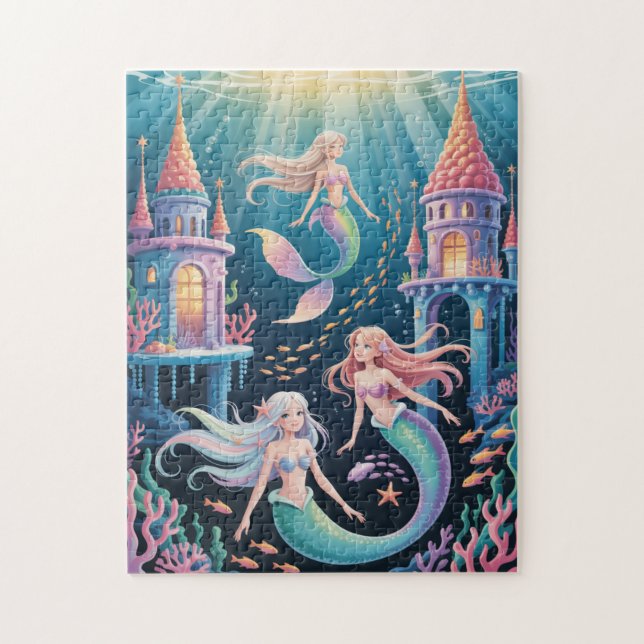 Mermaids and underwater castles jigsaw puzzle (Vertical)