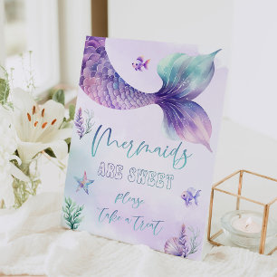 Mermaids are sweet take a treat pedestal sign