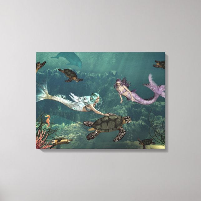 Mermaids At Turtle Springs Canvas Print (Front)