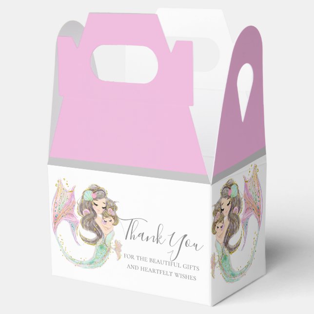 MERMAIDS BABY SHOWER UNDER THE SEA PINK FAVOUR BOX (Opened)