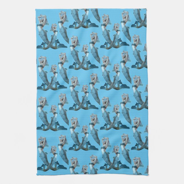 Mermaids Beach Kitchen Hand Towel (Vertical)