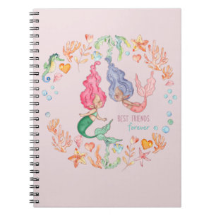 Mermaids Best Friends Forever BFF Personalised Notebook