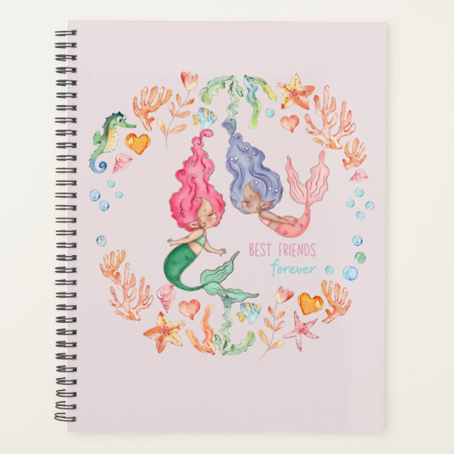 Mermaids Best Friends Forever BFF Personalised Planner (Front)
