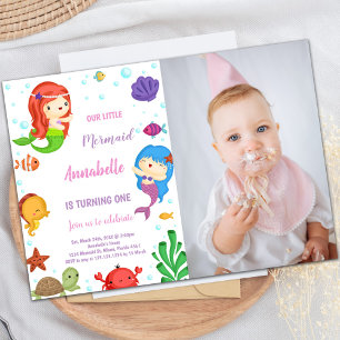 Mermaids Birthday Invitations with photo