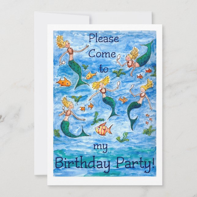 Mermaids Birthday Party Invitation (Front)
