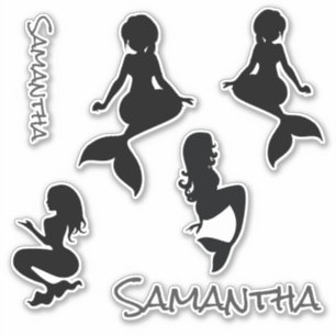 Mermaids black silhouette Sticker