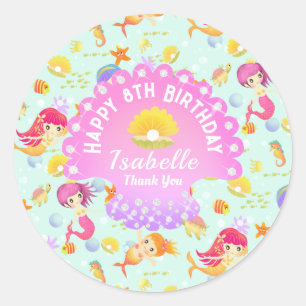 Mermaids Blue  Classic Round Sticker