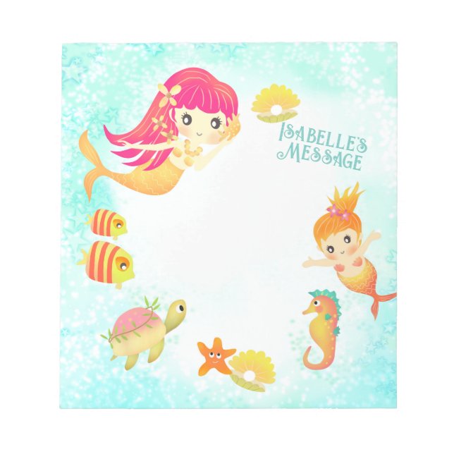 Mermaids Blue Notepad (Front)