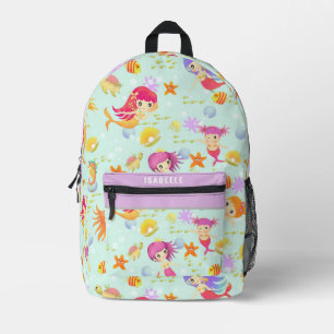Mermaids Blue Printed Backpack