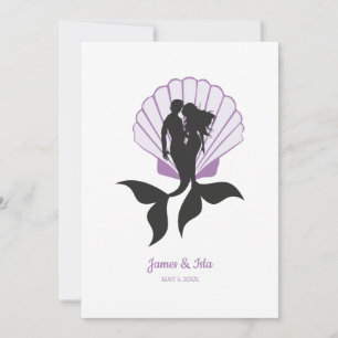 Mermaids Couple in Lillac Design Invitation