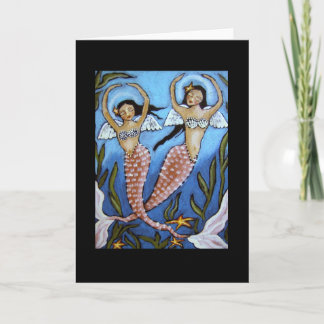 Mermaids Dance & Pray Blank Greeting Card