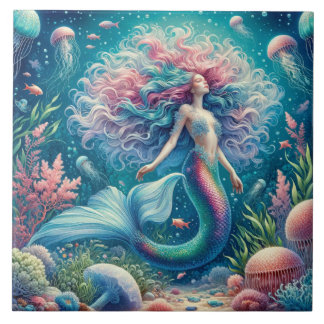 Mermaid's Dream - Aquatic Euphoria Ceramic Tile