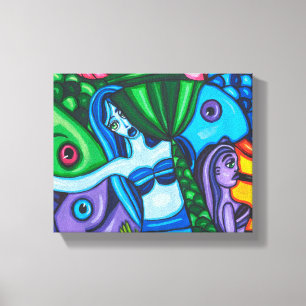 Mermaids Fish Abstract Original Art Painting Canvas Print