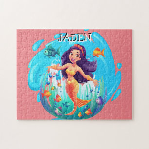 Mermaids, Fish splashing in the water personalised Jigsaw Puzzle
