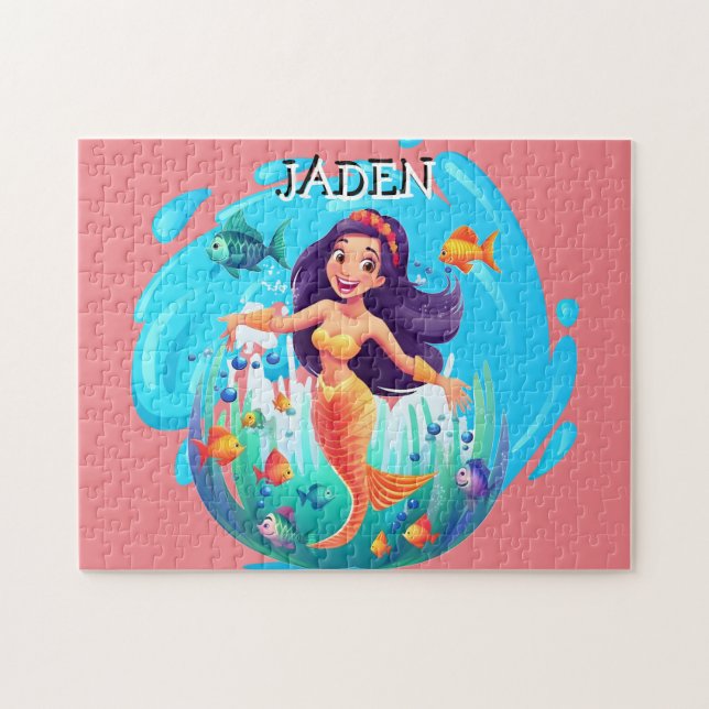 Mermaids, Fish splashing in the water personalised Jigsaw Puzzle (Horizontal)