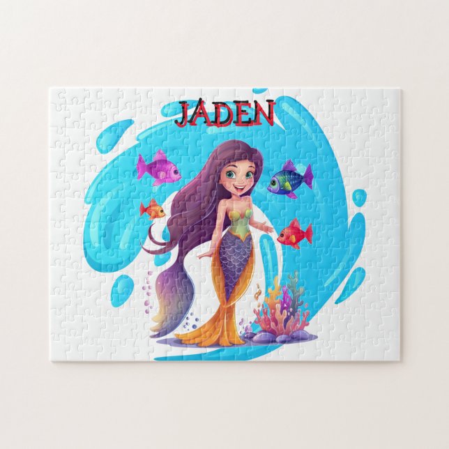 Mermaids, Fish splashing in the water personalised Jigsaw Puzzle (Horizontal)