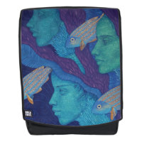 Mermaids & fish, surreal fantasy art, underwater