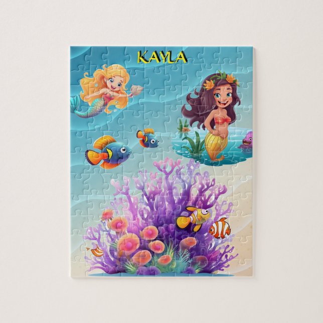 MERMAID'S, FISH, WAVES & BEAUTIFUL COLORS  JIGSAW PUZZLE (Vertical)