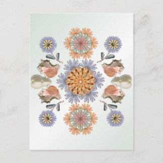 Mermaid's Garden Unique Shell Art Design Postcard