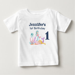 Mermaids & Jellyfish 1st Birthday Baby T-Shirt